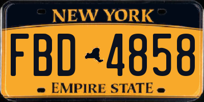 NY license plate FBD4858