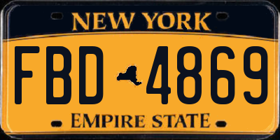 NY license plate FBD4869