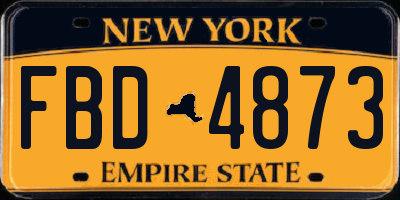 NY license plate FBD4873