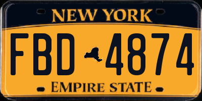 NY license plate FBD4874