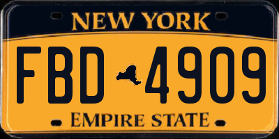 NY license plate FBD4909