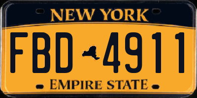 NY license plate FBD4911