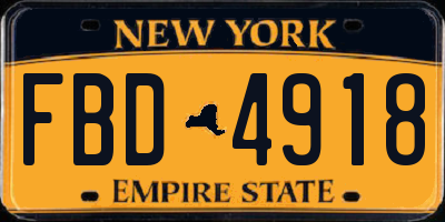 NY license plate FBD4918