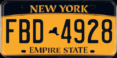 NY license plate FBD4928