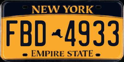 NY license plate FBD4933