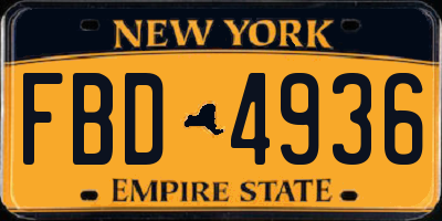 NY license plate FBD4936