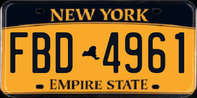 NY license plate FBD4961
