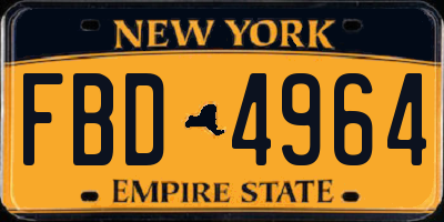 NY license plate FBD4964