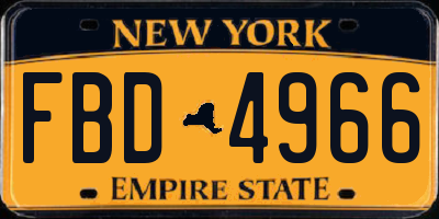 NY license plate FBD4966
