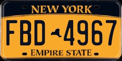 NY license plate FBD4967