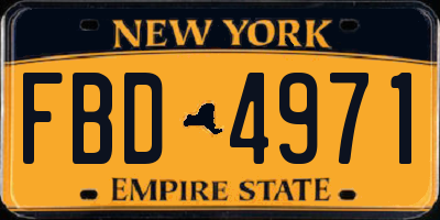 NY license plate FBD4971