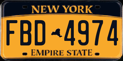 NY license plate FBD4974