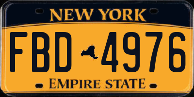 NY license plate FBD4976