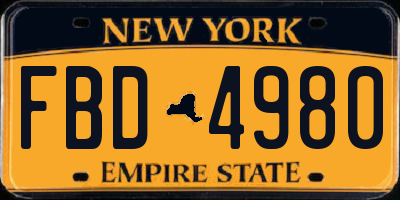 NY license plate FBD4980