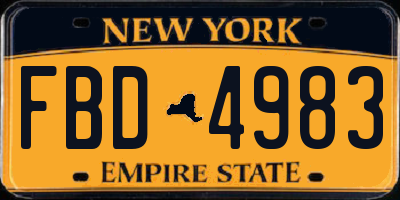 NY license plate FBD4983