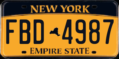 NY license plate FBD4987