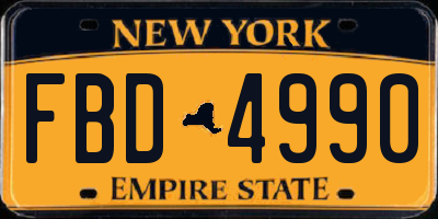 NY license plate FBD4990
