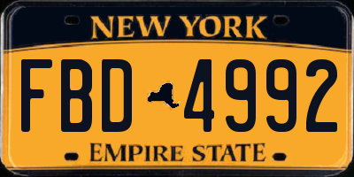 NY license plate FBD4992