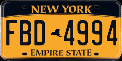 NY license plate FBD4994