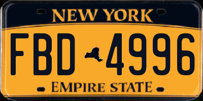 NY license plate FBD4996