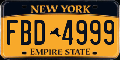 NY license plate FBD4999