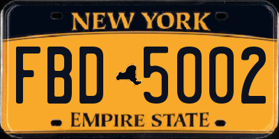 NY license plate FBD5002