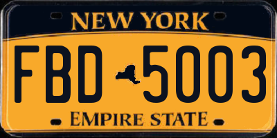 NY license plate FBD5003