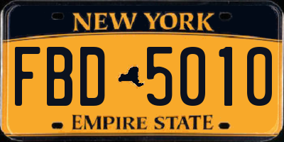 NY license plate FBD5010
