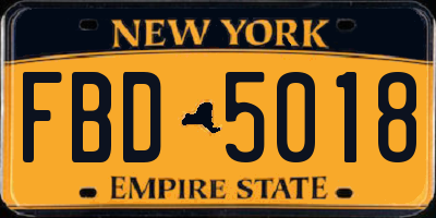NY license plate FBD5018