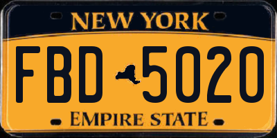 NY license plate FBD5020
