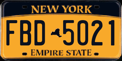 NY license plate FBD5021