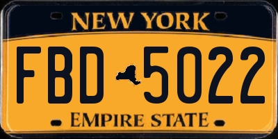 NY license plate FBD5022