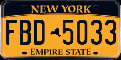 NY license plate FBD5033