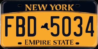 NY license plate FBD5034