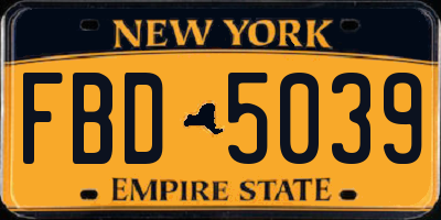 NY license plate FBD5039