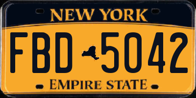 NY license plate FBD5042