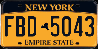 NY license plate FBD5043