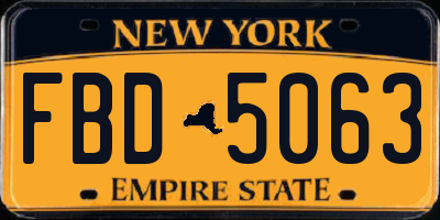 NY license plate FBD5063