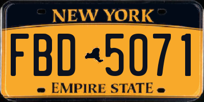 NY license plate FBD5071
