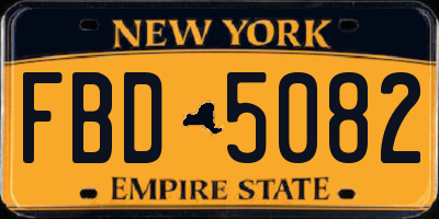NY license plate FBD5082