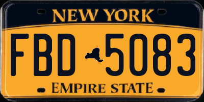 NY license plate FBD5083
