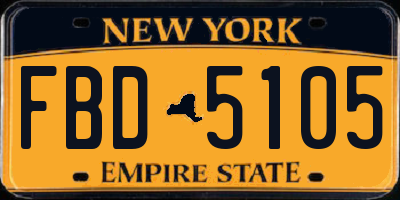 NY license plate FBD5105