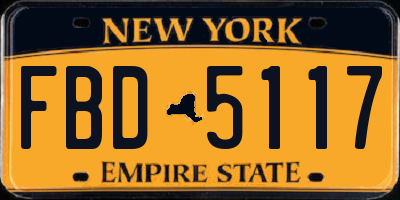 NY license plate FBD5117