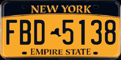 NY license plate FBD5138