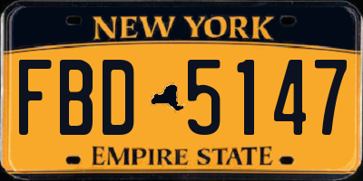 NY license plate FBD5147