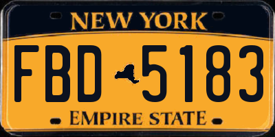 NY license plate FBD5183