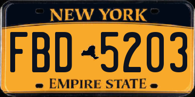 NY license plate FBD5203