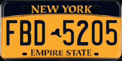 NY license plate FBD5205