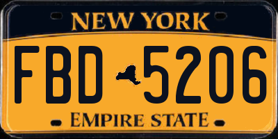 NY license plate FBD5206