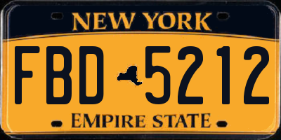 NY license plate FBD5212
